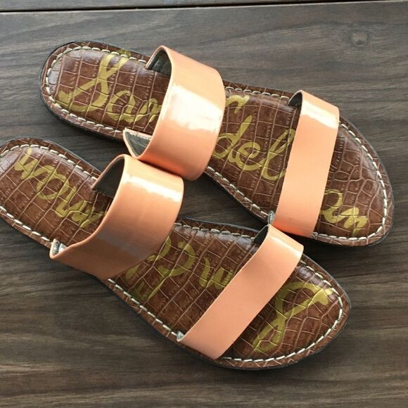 𝅺SAM EDELMAN Krista Leather Slip On Flat Slide Sandals 7.5 - Picture 3 of 7